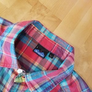 KAVU Mens L PLaid Button Up Shirt Casual